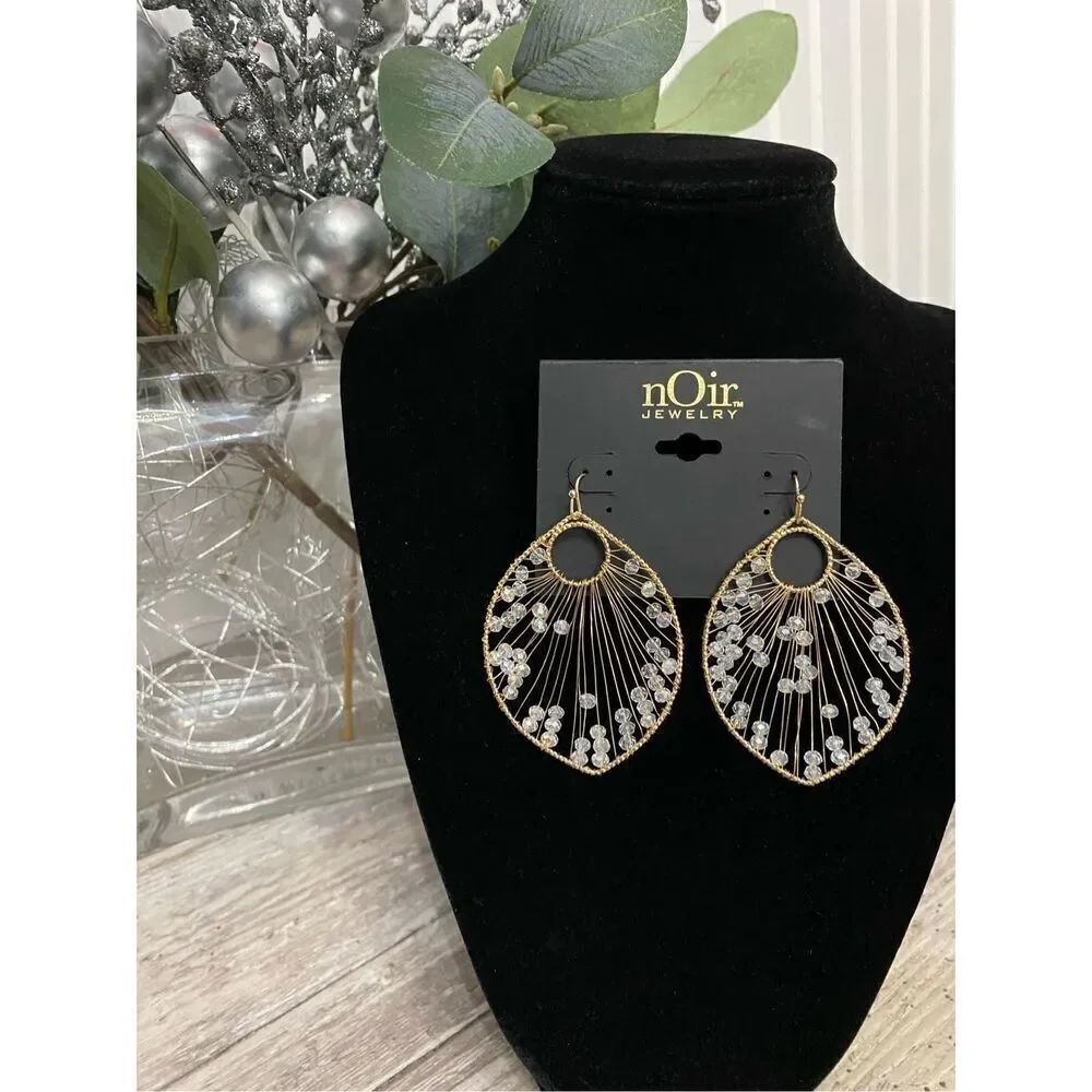 nOir Jewelry Gold Bead Hook Earrings